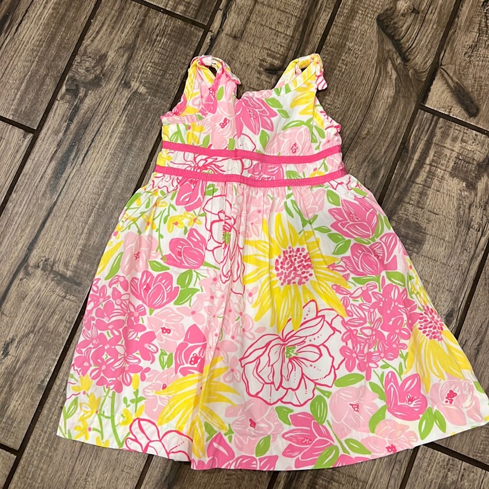 Lilly Pulitzer pink and yellow floral dress with lining.